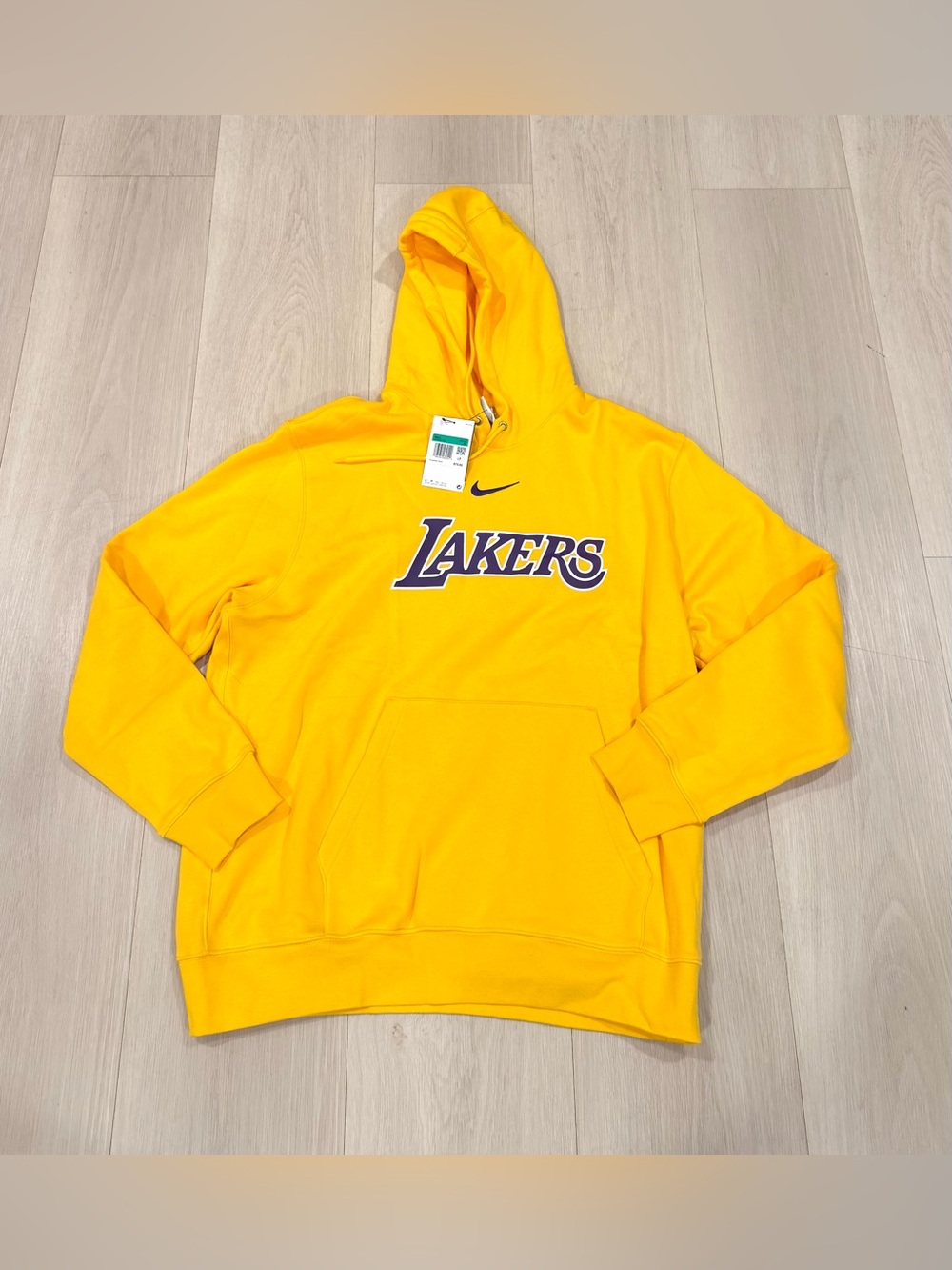 Nike NBA official LA lakers pullover fleece yellow hoodie men’s size XL NEW